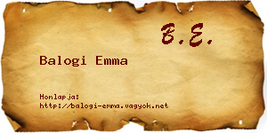 Balogi Emma névjegykártya
